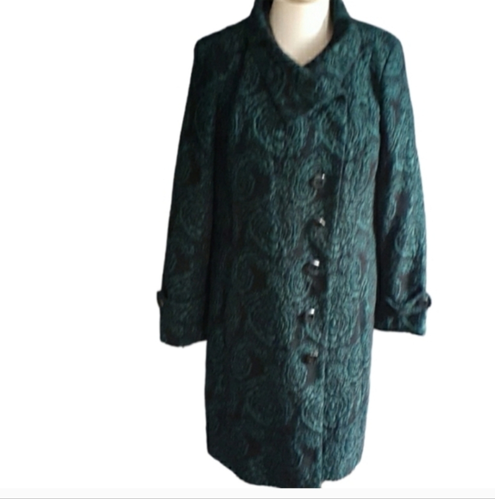 Norm Thompson green black women's coat jacket size 12 - Picture 16 of 16